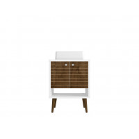 Manhattan Comfort 239BMC69 Liberty 23.62 Bathroom Vanity with Sink and 2 Shelves in White and Rustic Brown